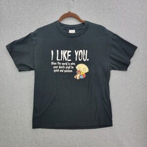 Vintage Family Guy Shirt Mens Medium Black Stewie Griffin Crew Neck Short Sleeve
